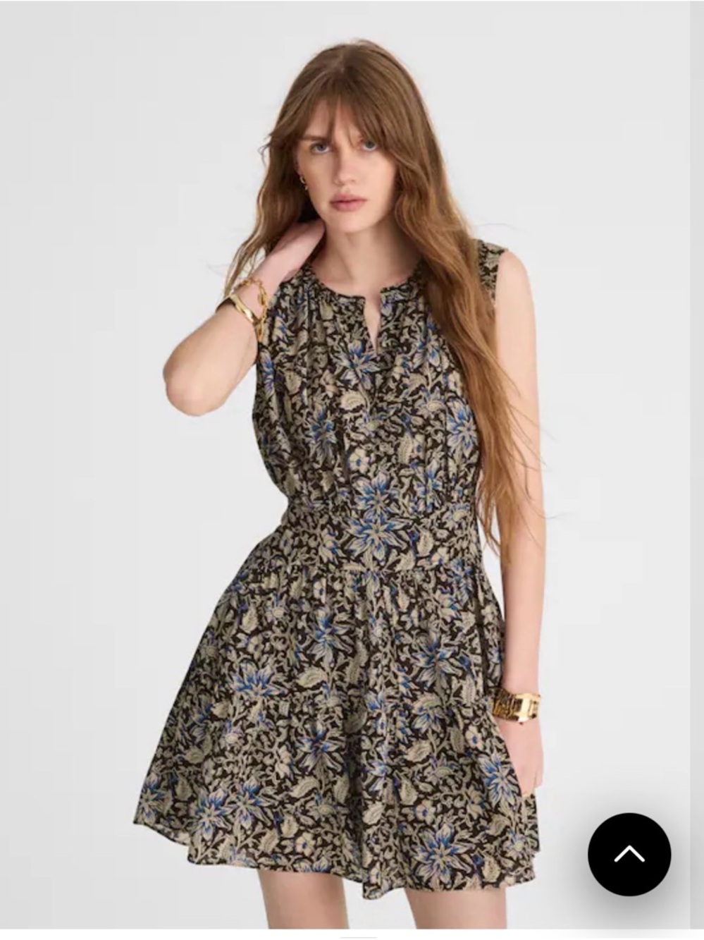 Madewell Gathered Button-Front Mini Dress in Floral